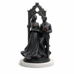 Gothic Bride and Groom Figurine Black with Red Roses