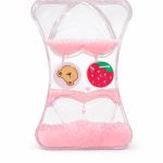 Cute Pink Liquid Sand Timer Toy | Bear & Strawberry Sensory Hourglass (Clear Acrylic)