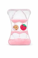 Cute Pink Liquid Sand Timer Toy | Bear & Strawberry Sensory Hourglass (Clear Acrylic)